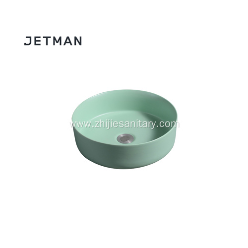 Round green color sink art basin ceramic